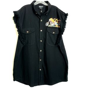 Nwt Sports Gallery Black Fringe Sleeveless Shirt